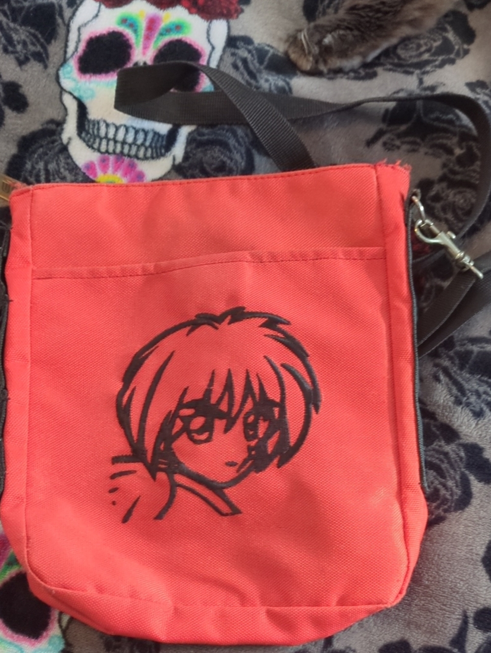 Red Canvas Crossbody Bag/ Kenshin